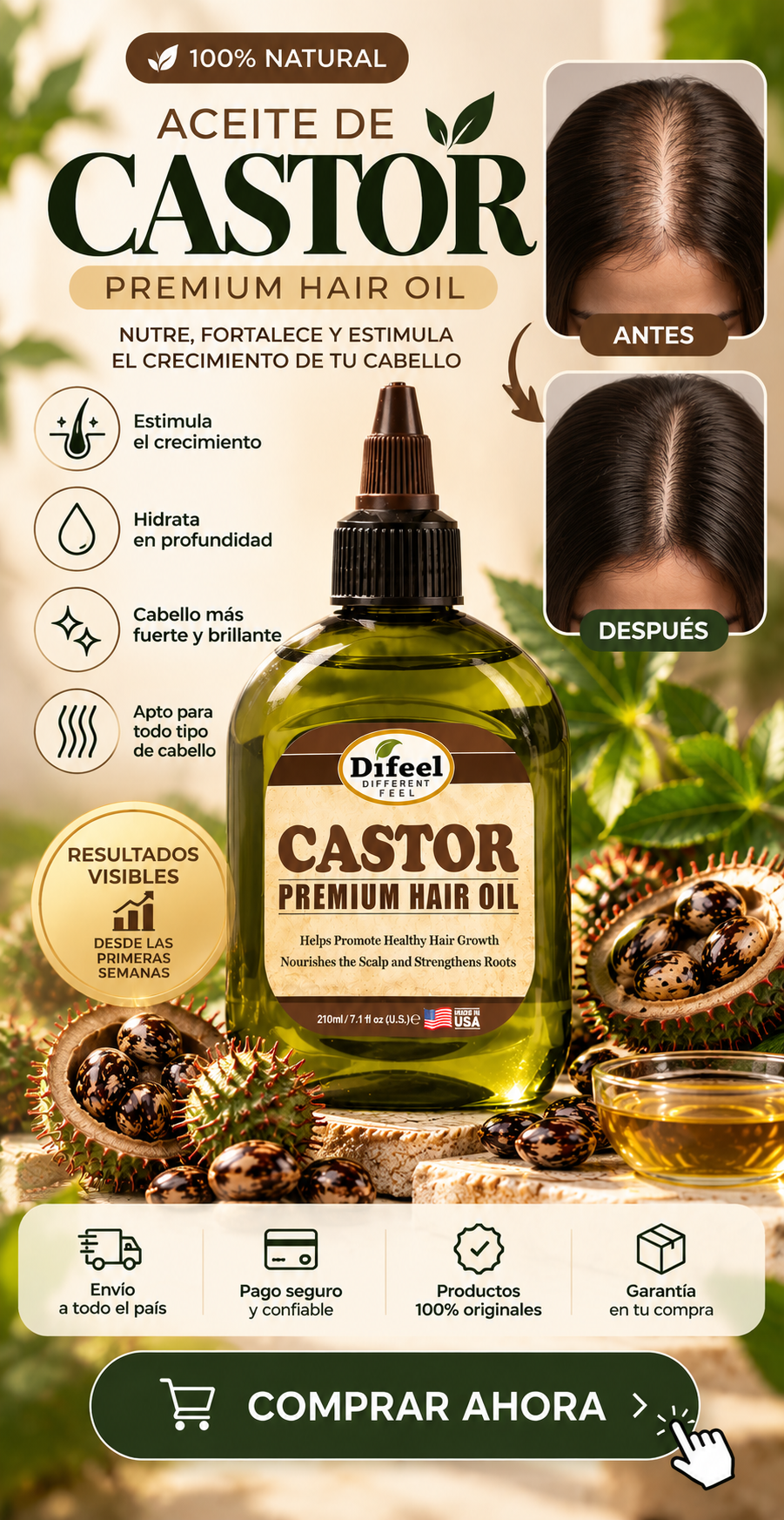Aceite de Castor - Difeel PREMIUM HAIR OIL